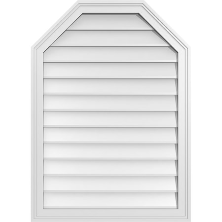Ekena Millwork Octagonal Top Surface Mount PVC Gable Vent w/ 2"W x 1-1/2"P Brickmould Frame, 26"W x 36"H GVPOT26X3602SN
